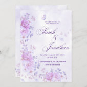 💐Romantic Floral Purple Wedding Invitation (Devant / Derrière)