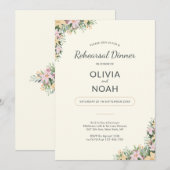 Romantic Floral Rehearsal Dinner Invitation Kaart (Voorkant / Achterkant)
