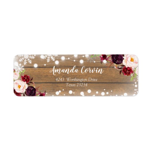 Romantic Floral Rustic Return Address Label (Voorkant)