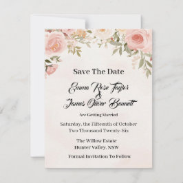 Romantic Floral Save the Date Card