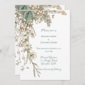 Romantic Floral Script Elegant Wedding Kaart (Voorkant / Achterkant)