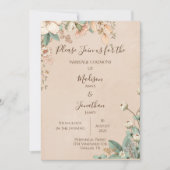 Romantic Floral Script Hand Drawn Wedding Kaart (Voorkant)