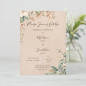 Romantic Floral Script Hand Drawn Wedding Kaart (Staand voorkant)