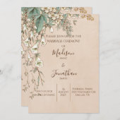 Romantic Floral Script Hand Drawn Wedding Kaart (Voorkant / Achterkant)