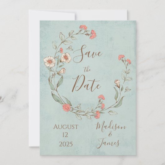 Romantic Floral Script Hand tekende chic Wedding Save The Date (Voorkant)