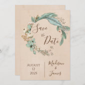 Romantic Floral Script Hand tekende chic Wedding Save The Date (Voorkant / Achterkant)