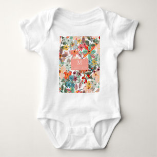 Romantic Floral soft Pink Green Pach Classic Romper