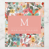 Romantic Floral soft Pink Green Pach Classic Wijn Etiket (Enkel label)