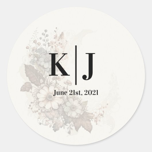 Romantic Floral sticker monogram (Voorkant)