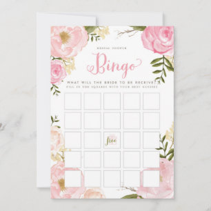 Romantic Floral Vrijgezellenfeest Bingo Game Card