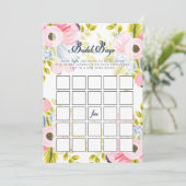 Romantic Floral Vrijgezellenfeest Bingo Game Card Kaart (Staand voorkant)