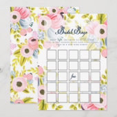 Romantic Floral Vrijgezellenfeest Bingo Game Card Kaart (Voorkant / Achterkant)