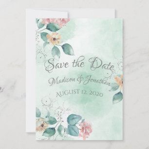 Romantic Floral Waterverf Script Save The Date