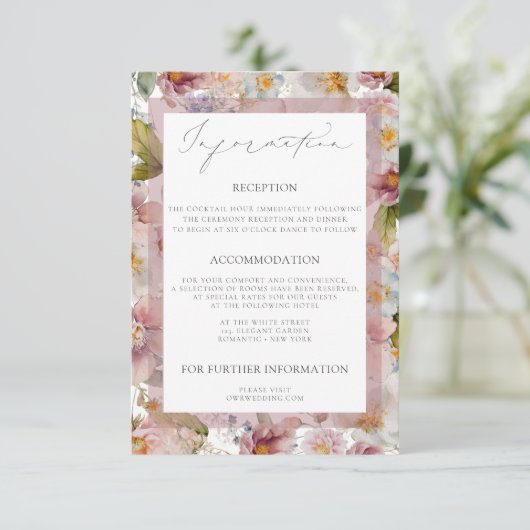 Romantic Floral Wedding Enclosure Kaarten (Staand voorkant)