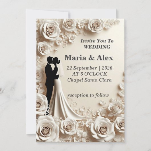 Romantic Floral Wedding Invitation Kaart (Voorkant)
