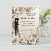 Romantic Floral Wedding Invitation Kaart (Staand voorkant)