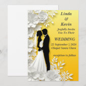 Romantic Floral Wedding Invitation Kaart (Voorkant / Achterkant)