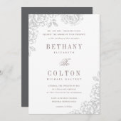 Romantic Floral Wedding Invitation | wit Kaart (Voorkant / Achterkant)