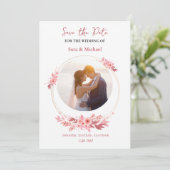 Romantic Floral Wedding Invitation with Photo (Debout devant)