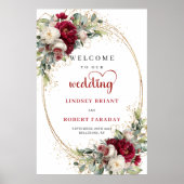 Romantic Floral Wedding Welcome Poster Personalize (Devant)