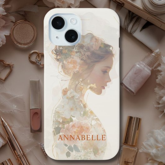 Romantic Floral Woman Silhouette Custom  Case-Mate iPhone Case