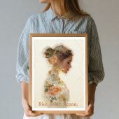 Romantic Floral Woman Silhouette Custom Quote Poster