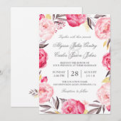 Romantic Floral Wreath Botanical Wedding Kaart (Voorkant / Achterkant)