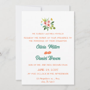 Romantic Floral Wreath Waterverf Wedding Kaart