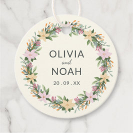 Romantic floral wreath wedding bedankjes labels