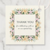 Romantic floral wreath wedding bedankjes labels (Achterkant)