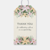 Romantic floral wreath wedding cadeaulabel (Achterkant)