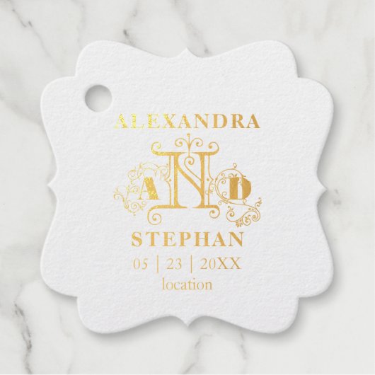 Romantic Flourish Monogrammed Wedding Bedankjes Labels (Voorkant)