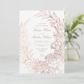 Romantic Flower Wreath White Wedding Kaart (Staand voorkant)