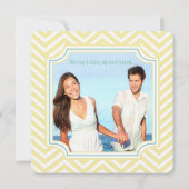 Romantic Foto Mint and Yellow Zig Zag Wedding Kaart (Achterkant)