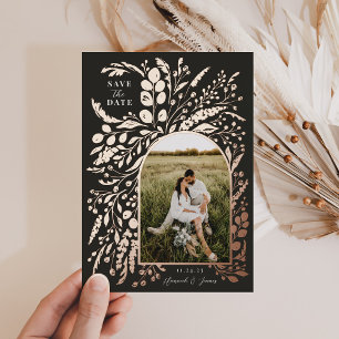 Romantic Foto van Floral Arch   Datum opslaan Folie Uitnodiging