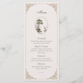 Romantic French Heron Oval Frame Wedding Menu Card (Devant)