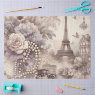Romantic French Lavender, Eifel & Pearls Decoupage Tissuepapier