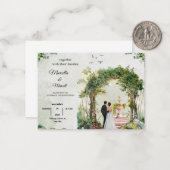 Romantic Garden Arch Watercolor Wedding Invitation (Devant/Arrière en situation)