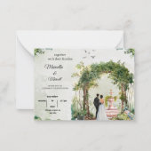 Romantic Garden Arch Watercolor Wedding Invitation (Devant)