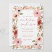 Romantic Garden Floral Border Wedding Invitation Kaart (Voorkant)