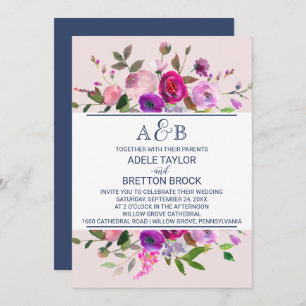 Romantic Garden Monogram Wedding Kaart