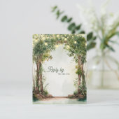 Romantic Garden String Lights QR Code Wedding  RSVP Kaartje (Staand voorkant)