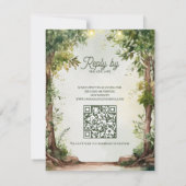 Romantic Garden String Lights QR Code Wedding  RSVP Kaartje (Achterkant)