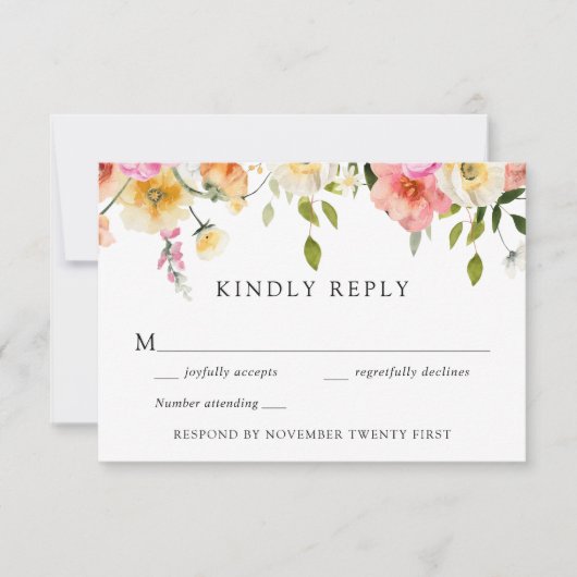Romantic Garden Wedding RSVP Response Kaart (Voorkant)