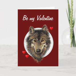 Romantic Gekke Waterverf Wolf Valentijn Feestdagen Kaart