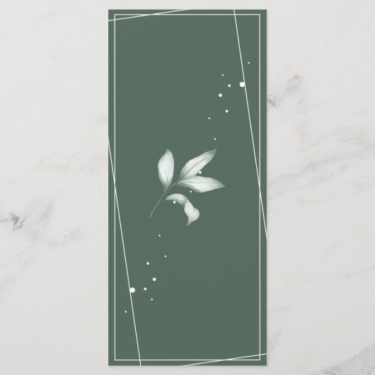 Romantic Gentle Vert Feuille Dîner Mariage Menu (Dos)