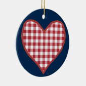 Romantic Gingham Hearts en Red Rose Ornament (Rechts)