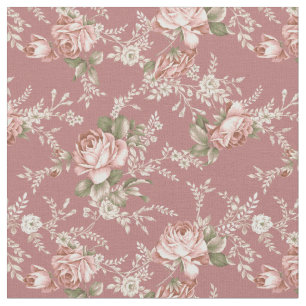 Romantic Girly Blush Rozen - Donkere roze achtergr Stof