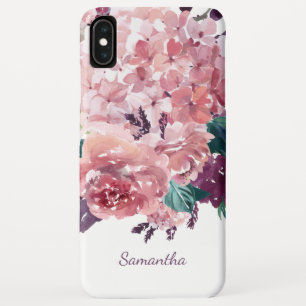 Romantic Girly Pink Waterverf Floral iPhone XS Max Hoesje