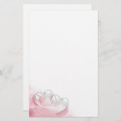 Romantic Glass Hearts Roos Petals Briefpapier (Voorkant / Achterkant)